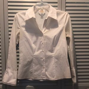Talbots Lace detailed white button down